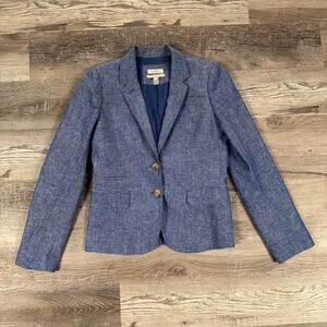 J.Crew Schoolboy Blazer Blue Linen Button Preppy Quiet Luxury Office Capsule 4